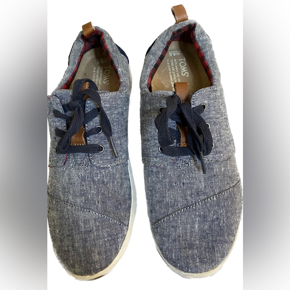Toms BLU/WHT Cloth Top Sneakers, 8.5 Wide, Summer Sale